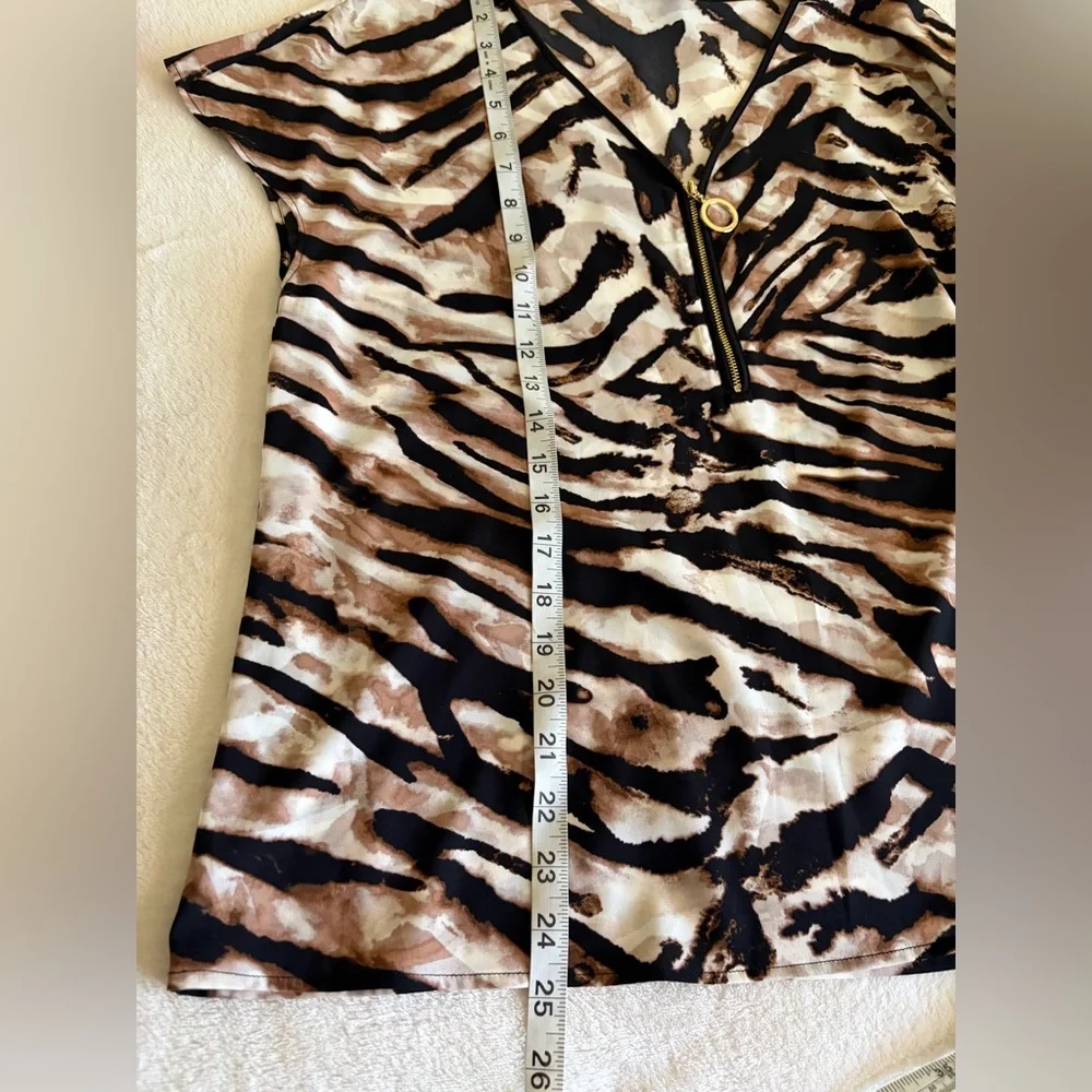 Calvin Klein Zebra Print Blouse - Black and Brown Sz M - Picture 7 of 8